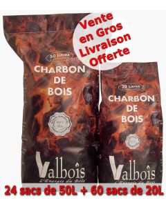 Lot panaché Charbon de Bois 20L et 50L